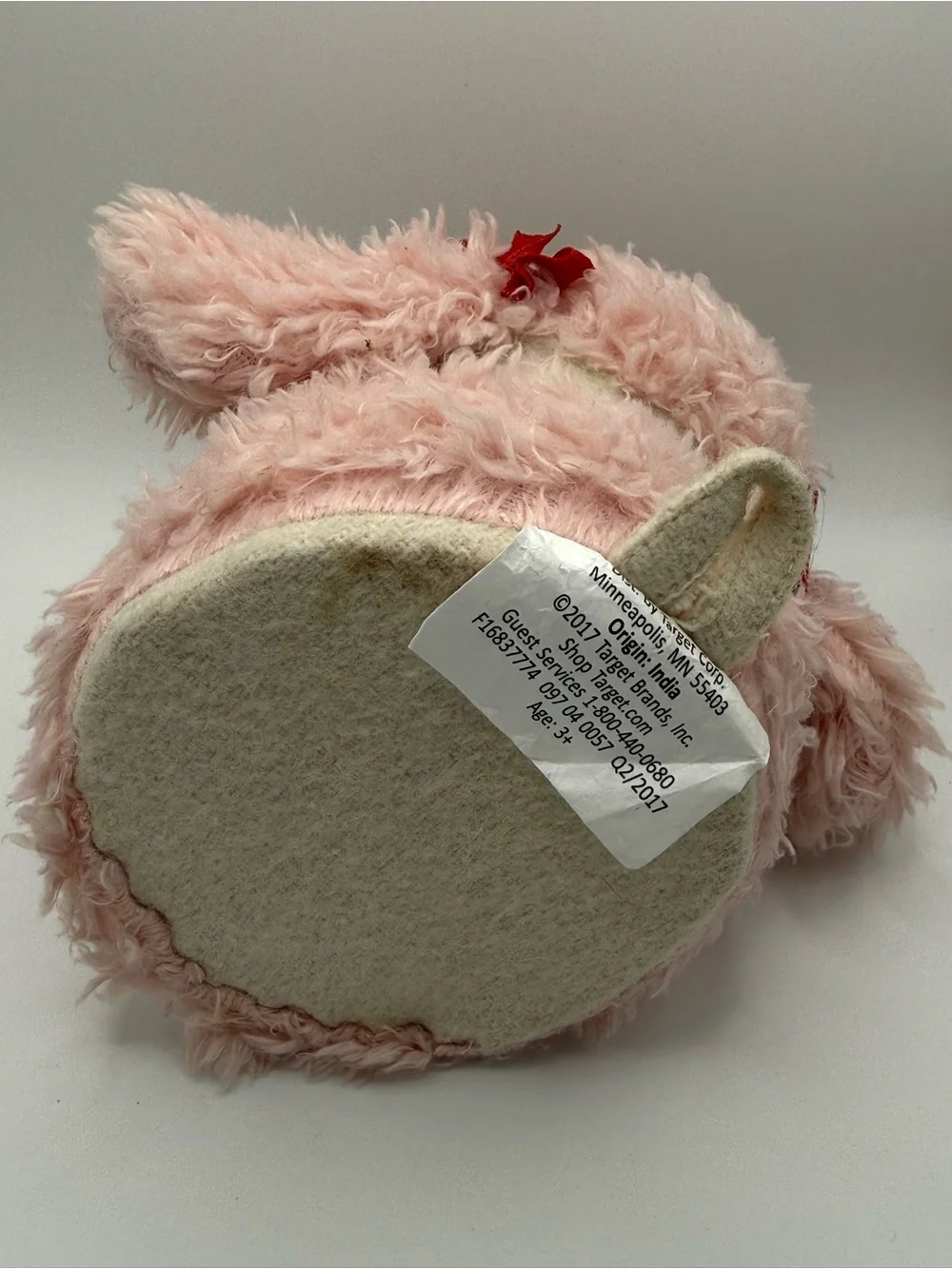 Target Pink Plush Dog Toy with Cream Face and Black Nose